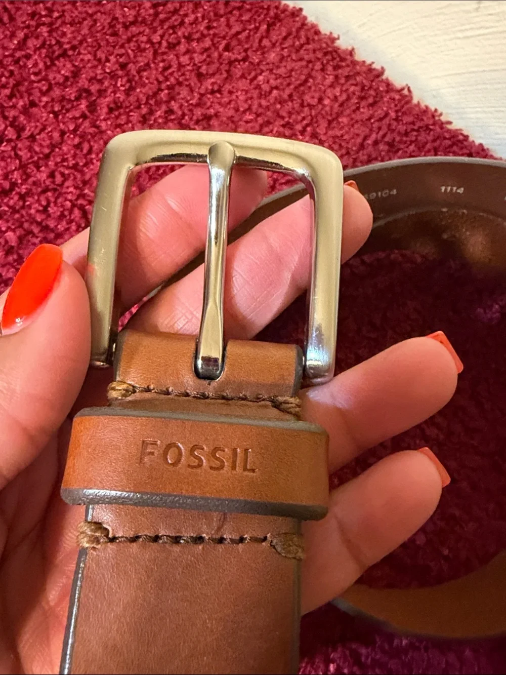 Fossil Mens Brown leather belt 34